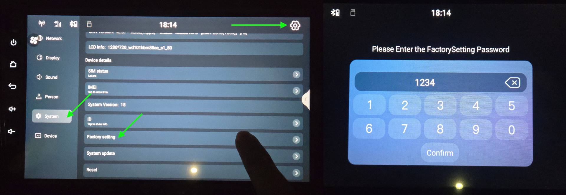 Accessing the Factory Settings
