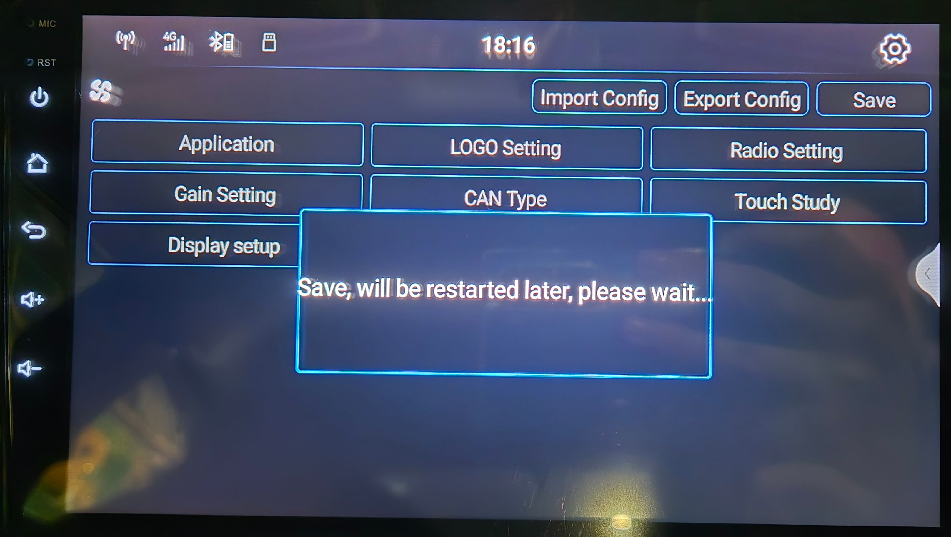 Saving settings