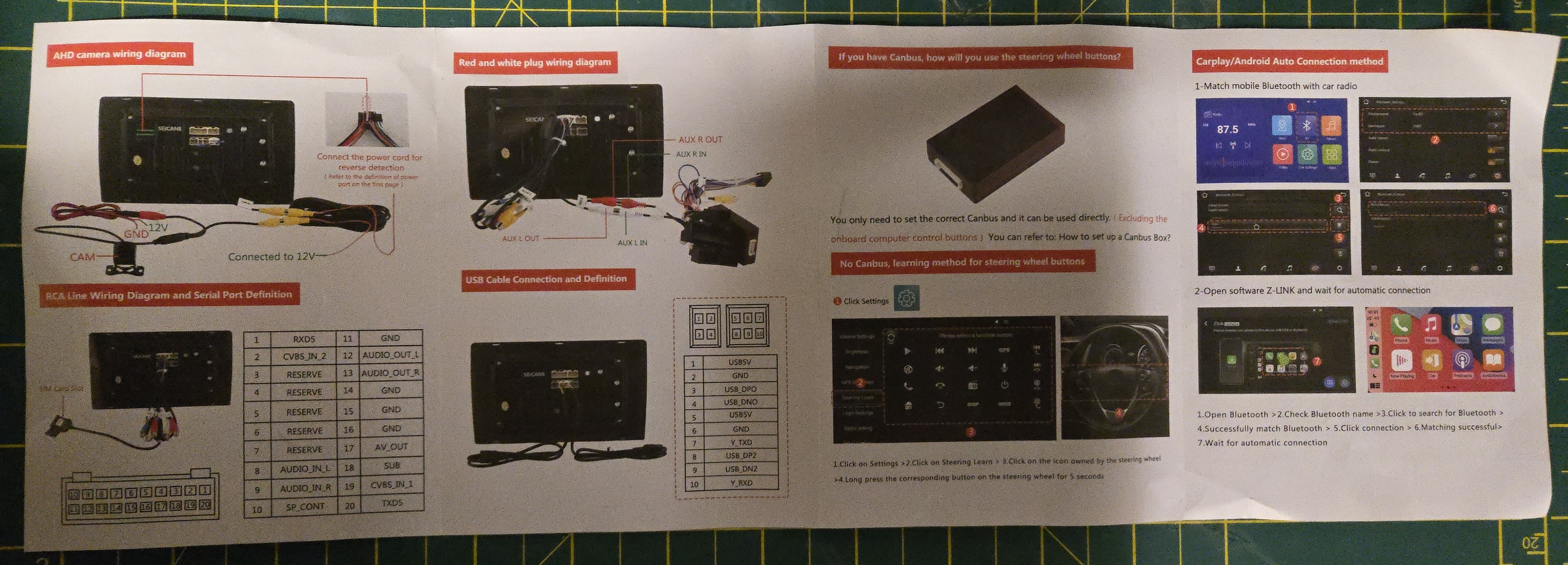 The rear of the general instruction booklet provided by Seicane